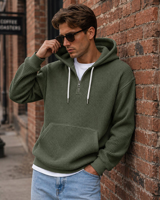 Men's Solid Zip Pullover Hoodie