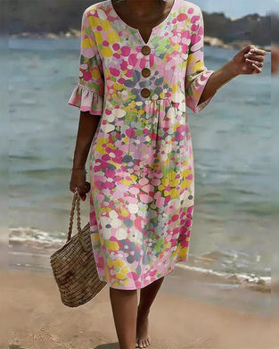 Colorful Polka Dot Print Casual Dress