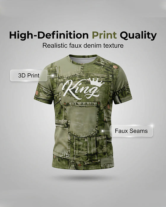 Men's Round Neck Monogram T-Shirt Drawstring Shorts Set