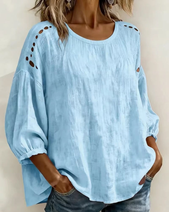 Hollow 100% Cotton Blouse