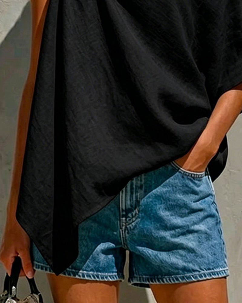 One-Shoulder Knot Asymmetric Blouse