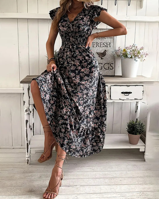 Floral Waist Tie Dress