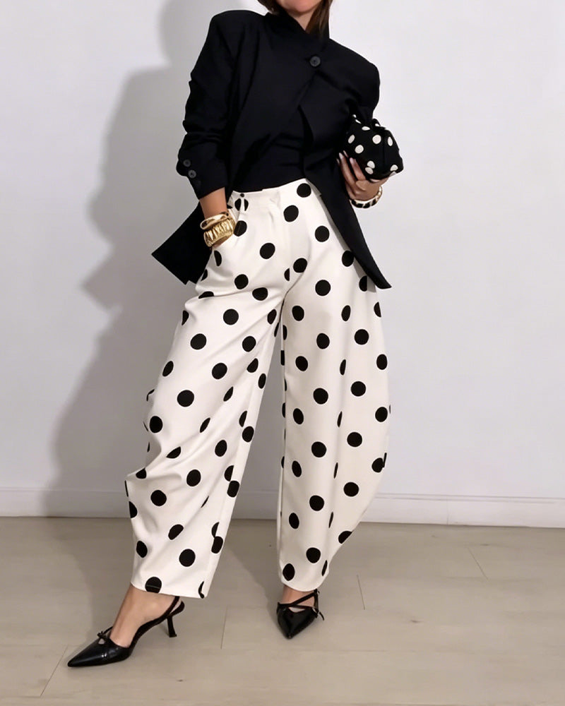 Vintage Polka Dot Casual Harem Pants