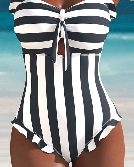 Striped Bow One Piece