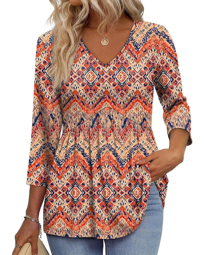 Loose Three-Quarter Sleeve Casual Blouse