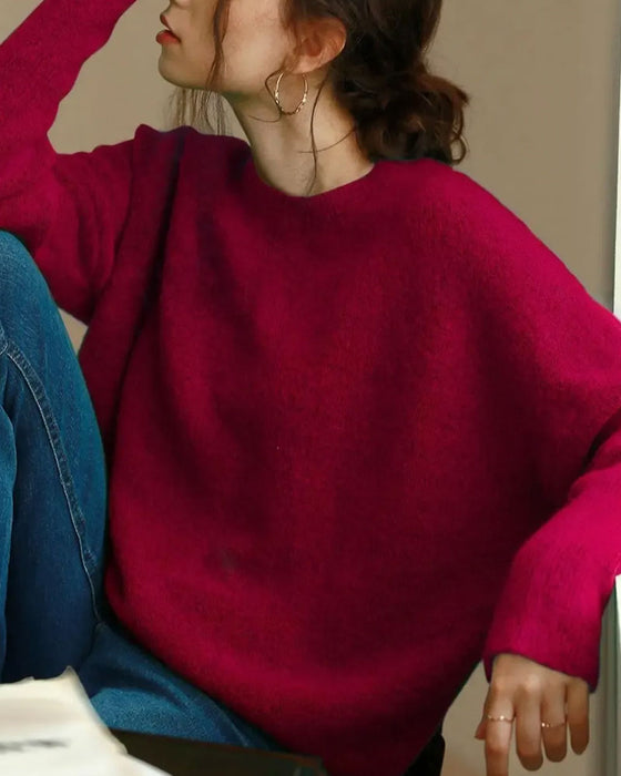 Crew Neck Long Sleeve Relaxed Knit Pullover