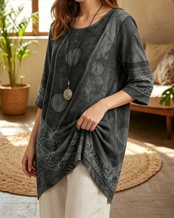 Round Neck Irregular T-Shirt