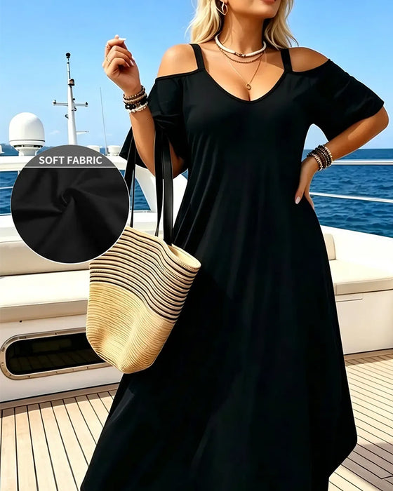 U-Neck Strappy Off-Shoulder Loose Dress