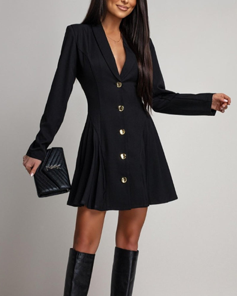 Metal Buckle Slim Fit Suit Dress