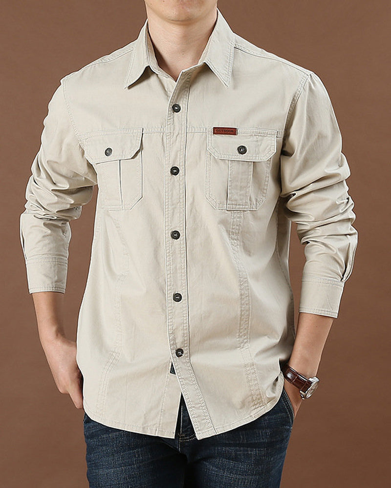 Men's Workwear Pocket Solid Color Shirt