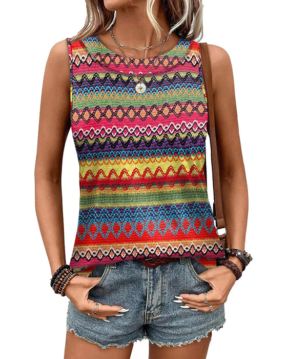 Bohemian Print Sleeveless Tank Top
