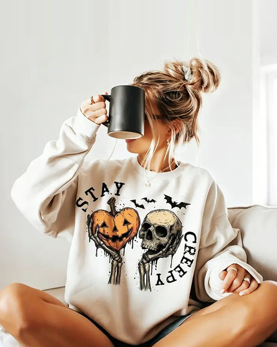 Round Neck Long Sleeve Halloween Sweatshirt