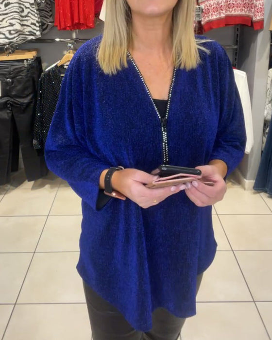 Casual Long Sleeve Zipper Loose Top