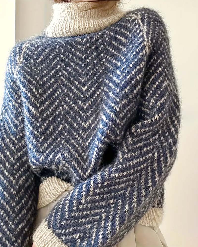 Striped Turtleneck Slouchy Pullover