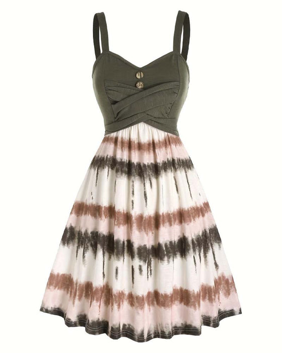 Tie-Dye Strappy Midi Dress
