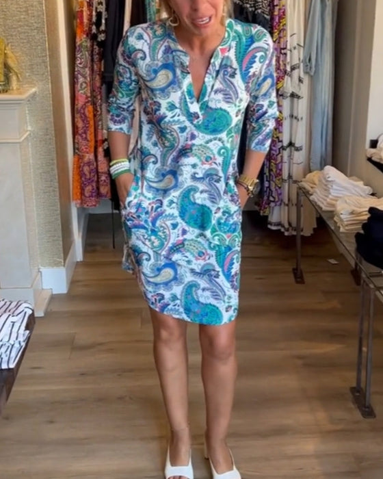 3/4 sleeve pocket dress