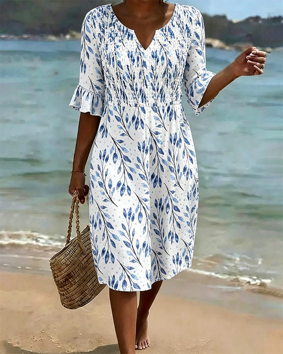 Half Sleeve Printed Dress