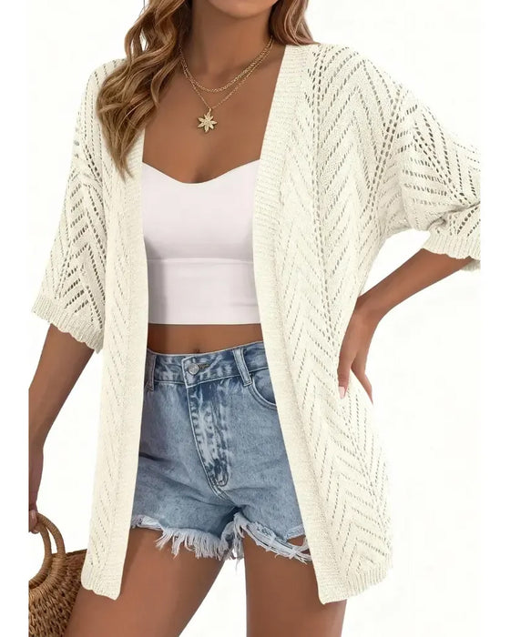 Cutout Loose Open Cardigan