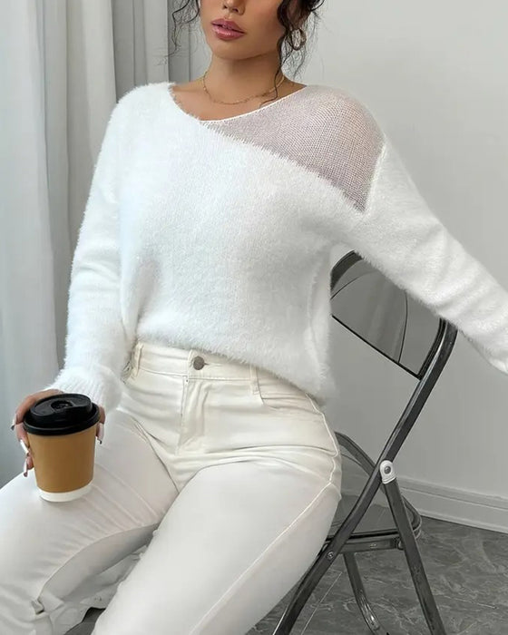 Fashionable Long-Sleeved Pullover Sweater