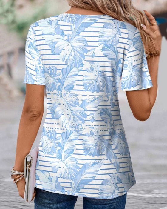 Short-sleeved fake two-piece top