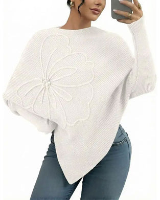 Stylish Floral Irregular Pullover