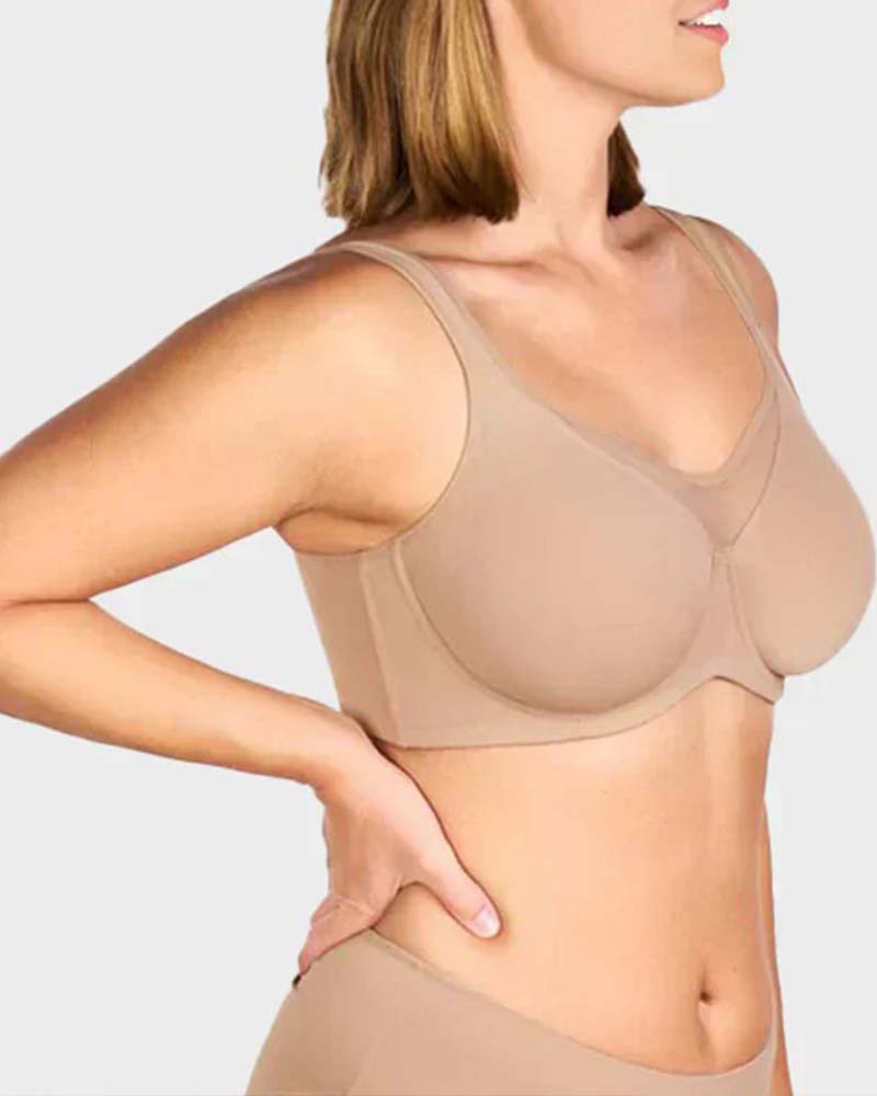 Mesh Splice Underwire Push-Up Bra
