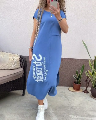 Sexy Slit Short Sleeve Dress