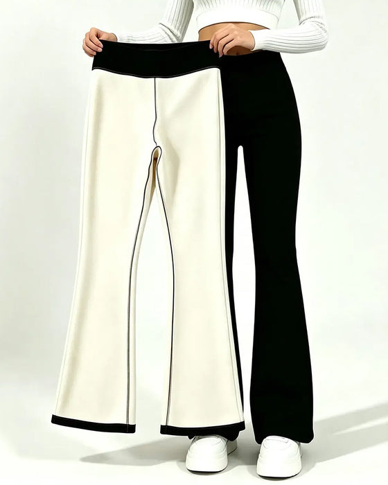 High Waist Casual Fleece Flared Pants