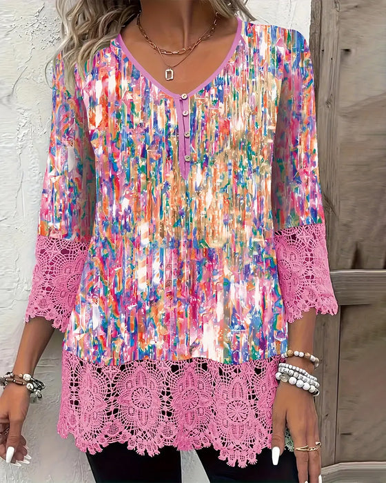 Colorful Printed Fashion Street Blouse