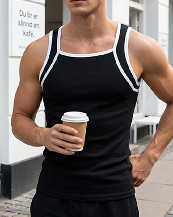 Men's Sleeveless Contrasting Color Tank Top