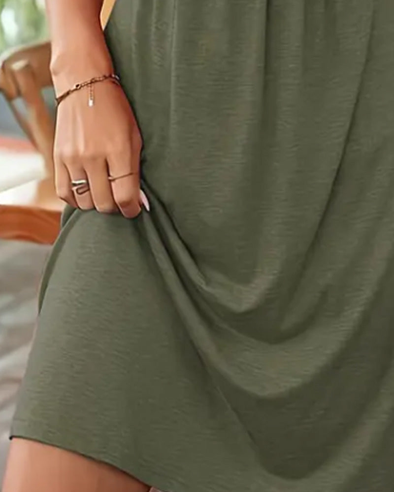 Sleeveless Bust Knot Cinched Waist Dress