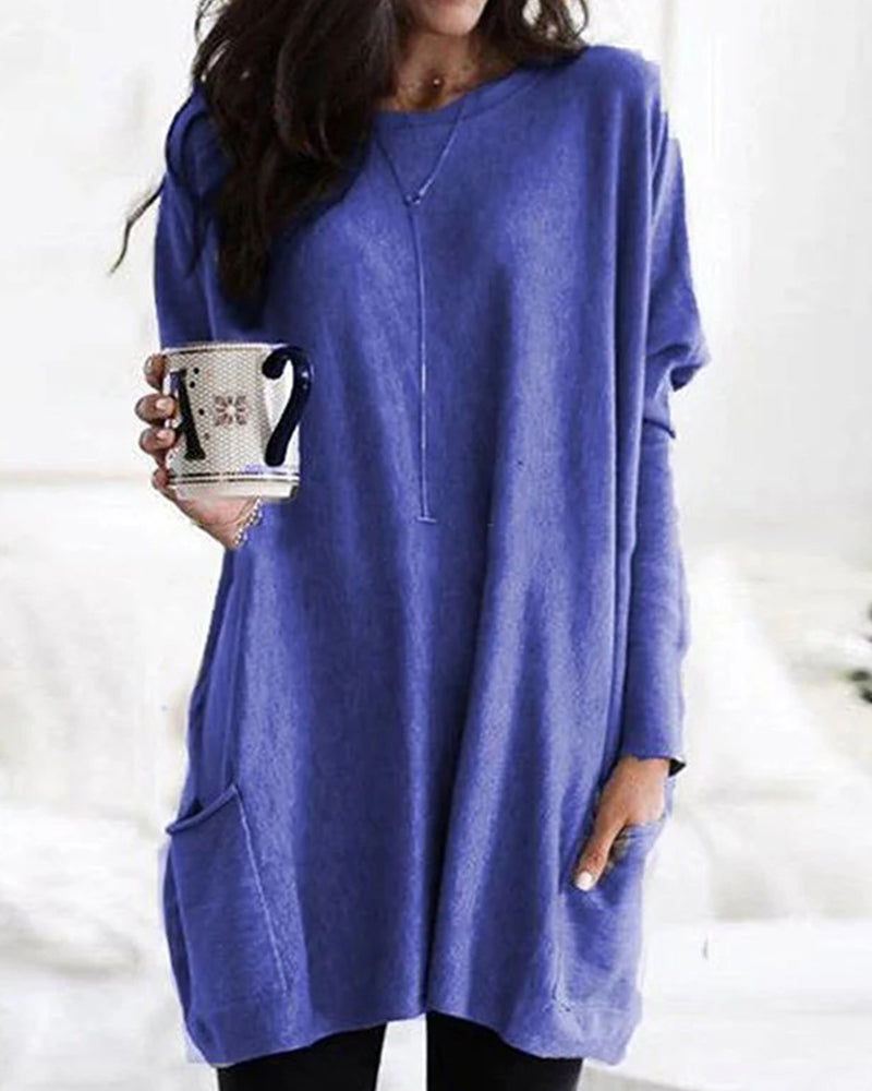 Long Sleeve Casual Pocket T-shirt