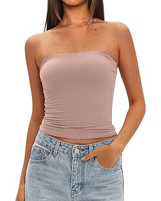 Strapless Cropped Fitted Tank Top