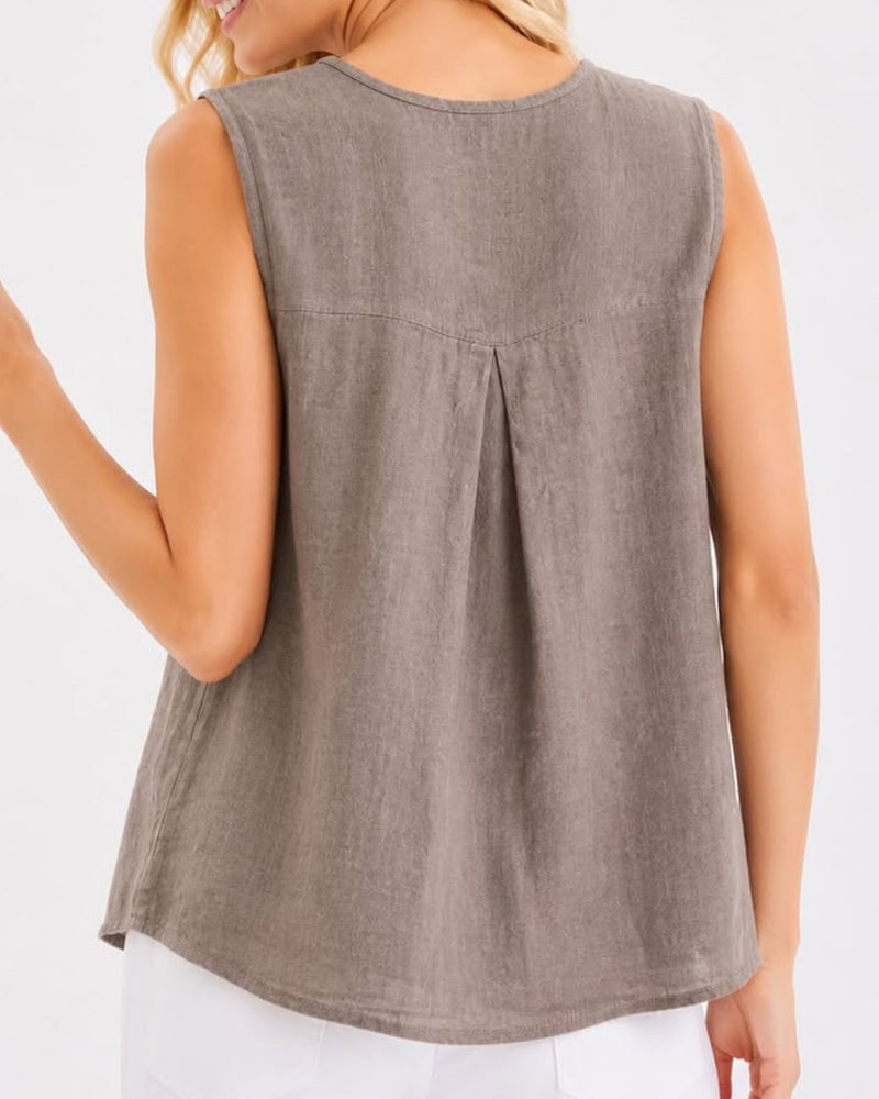 Casual Button Sleeveless Tank Top