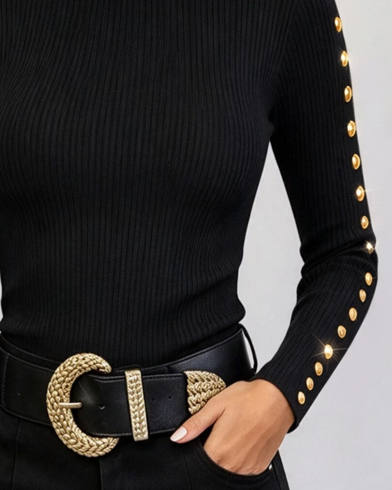 Half Turtleneck Pitted Button Top