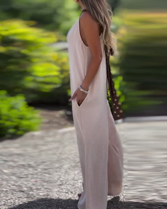 Sleeveless Back Tie Jumpsuit