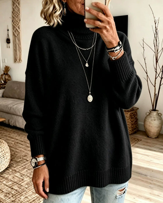 High-Neck Loose Pullover