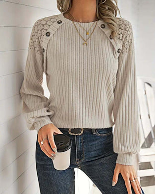 Ribbed Lace Panel Top