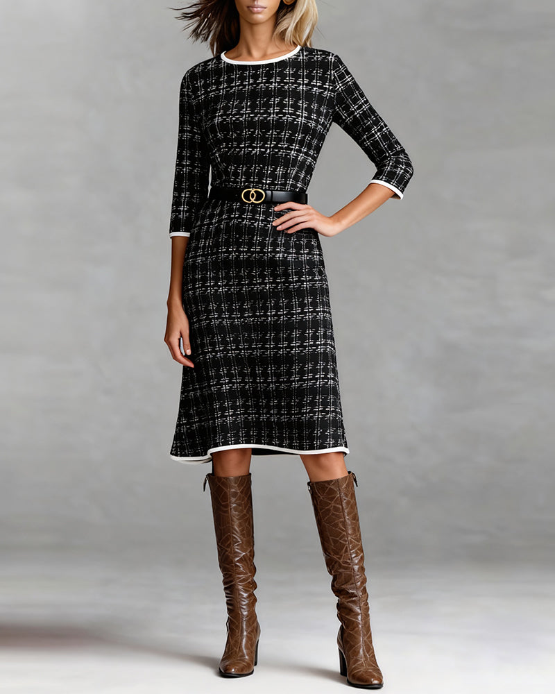 Round Neck Half Sleeve Elegant Dress