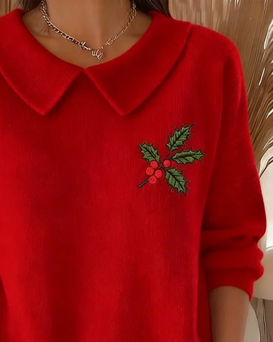 Peter Pan Collar Jacquard Pullover