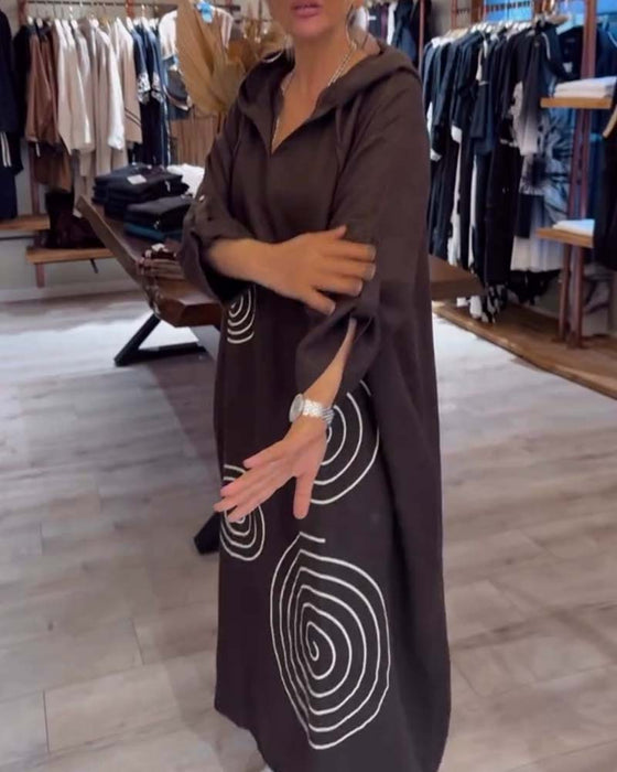 Hooded Long Sleeve Loose Dress