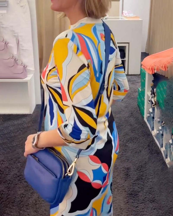 Contrast print pocket dress