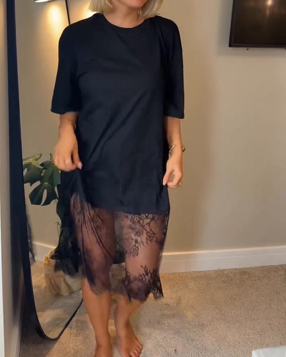Crew Neck Fashion Casual Dress