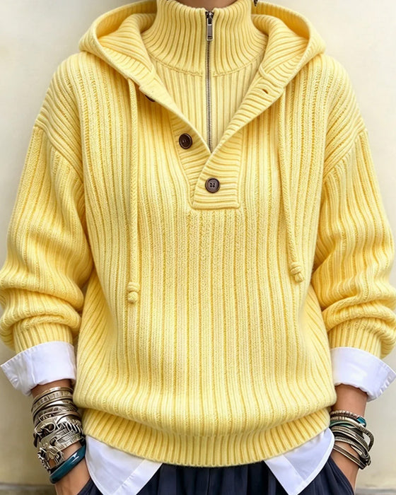 Half-Zip Hooded Drawstring Pullover