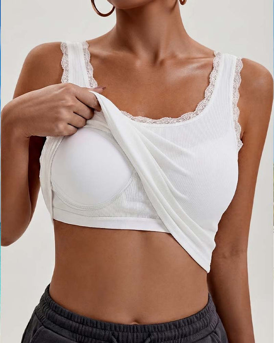 Padded Lace Trim Tank Top