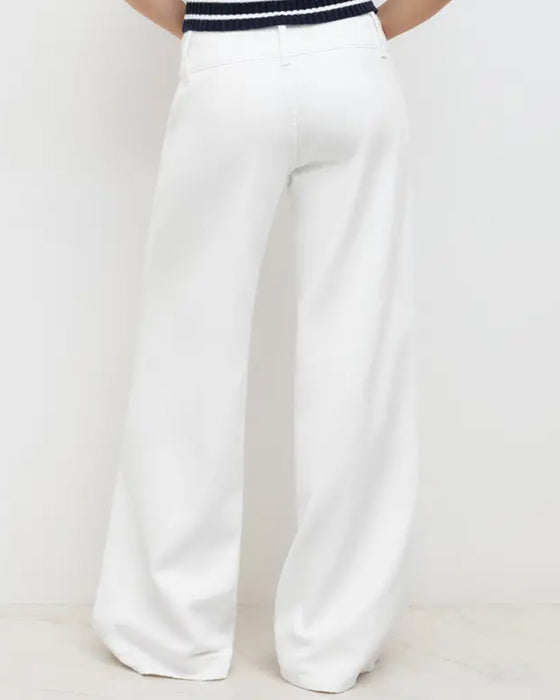Three-Button High-Waist Wide-Leg Pants