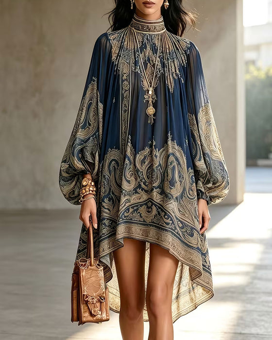 Turtleneck Irregular Casual Dress