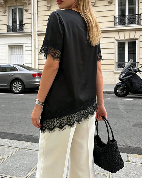 Irregular Lace Casual Blouse