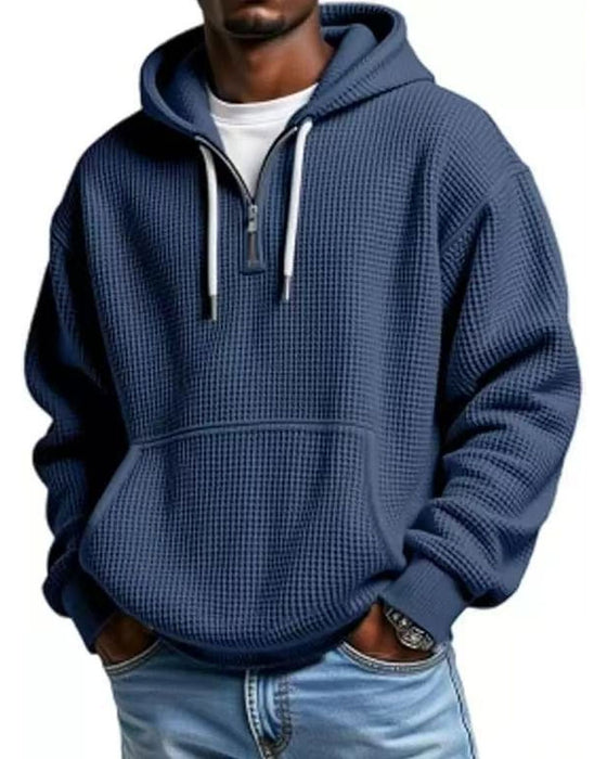 Men's Solid Zip Pullover Hoodie