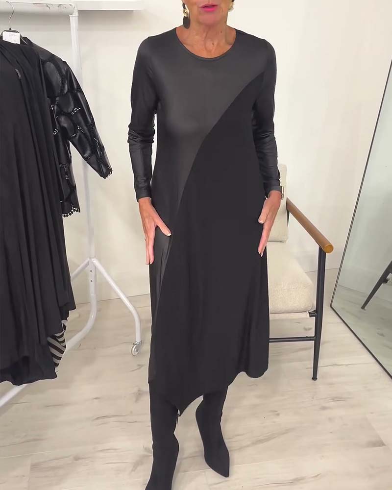 Bias Cut Patchwork Long Dress